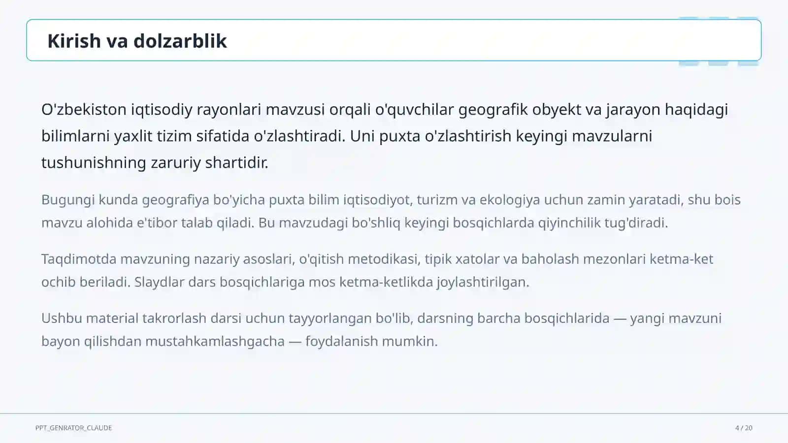 O'zbekiston iqtisodiy rayonlari (9-sinf) 4
