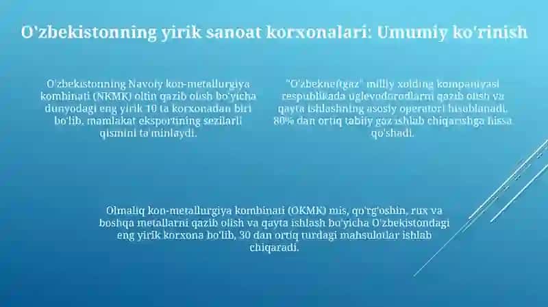 O'zbekistonda eng yirik sanoat korxonalarining ekologiyaga ta'siri 4