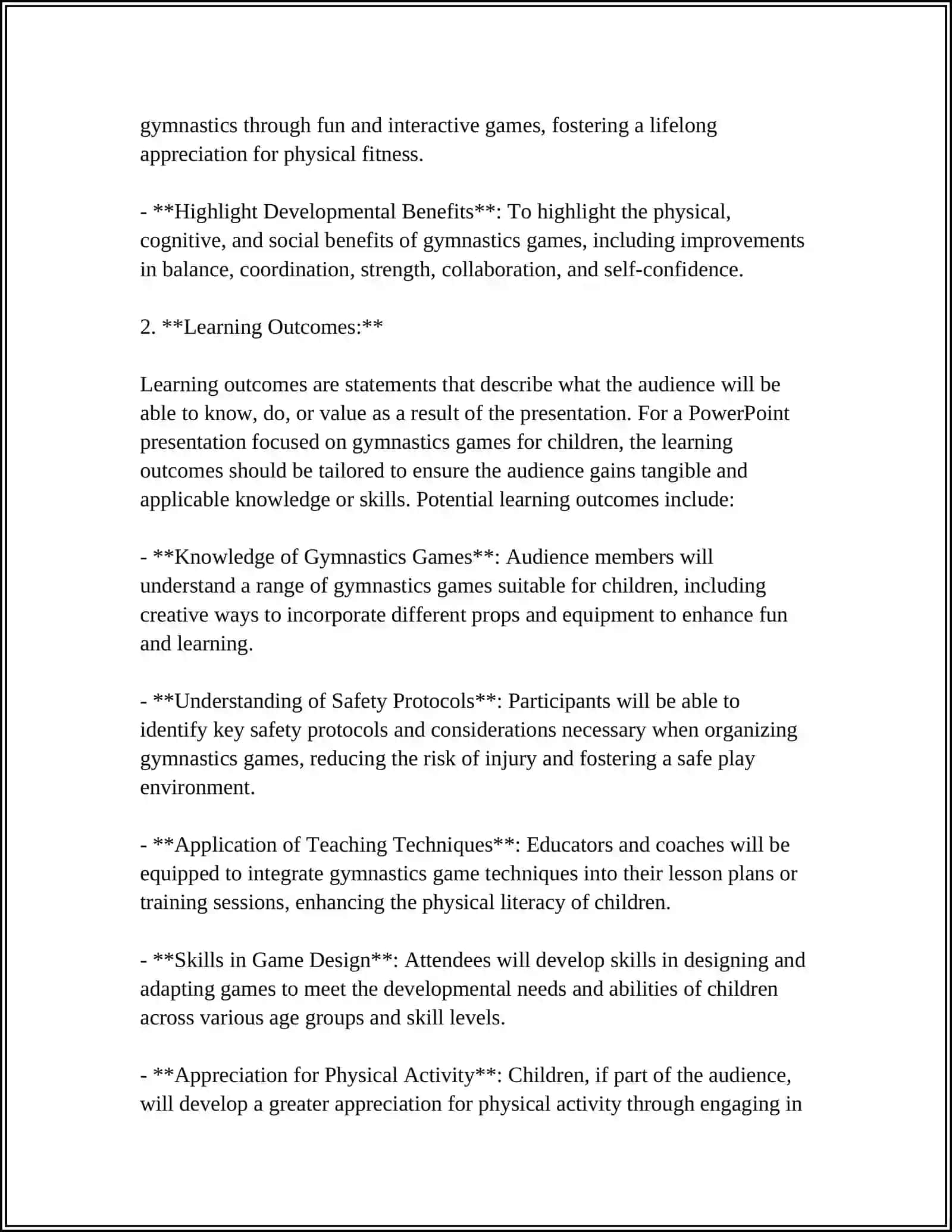 "Preparing a PowerPoint Presentation on Gymnastics Games for Children" 4