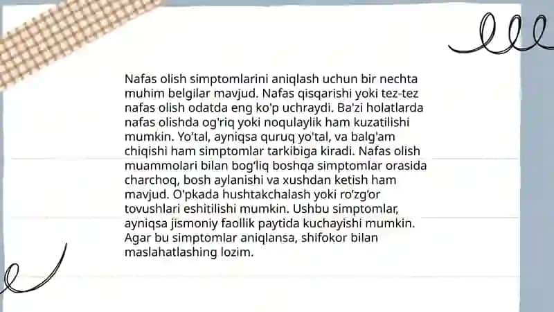 Nafas olish sisstemasi kasalliklaridaa bemorlarni kuzatish va parvarish qilish 4