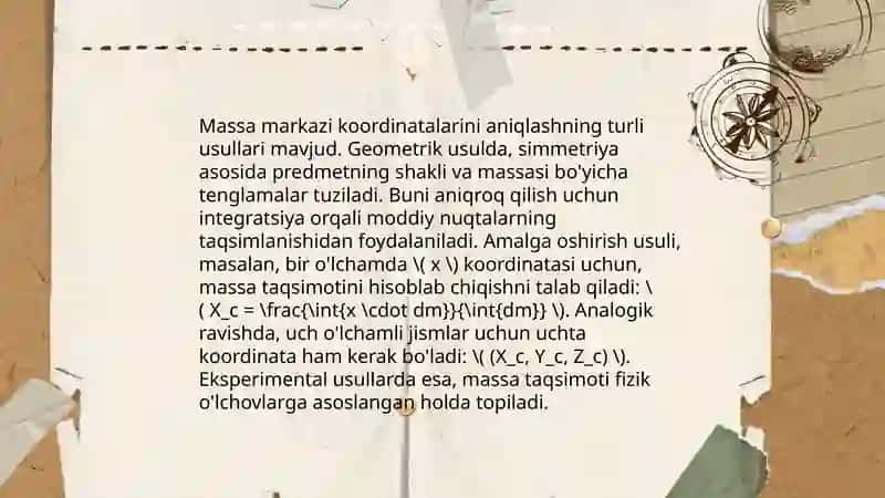 Massa markazi va nuqtalar tizimi 4