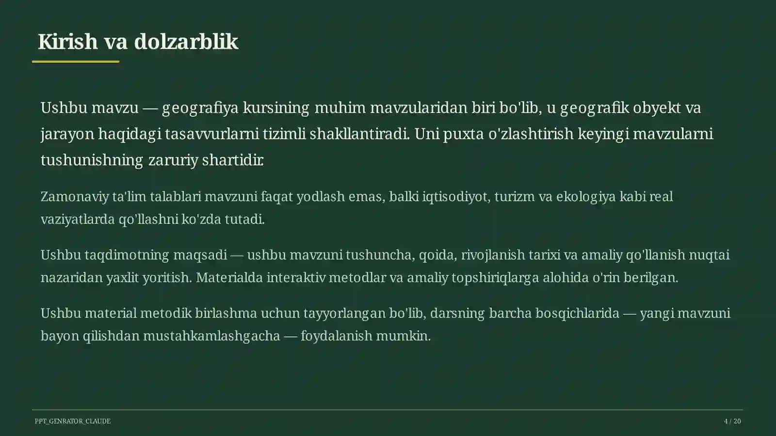 Turizm geografiyasi va O'zbekistonning turistik salohiyati (11-sinf) 4