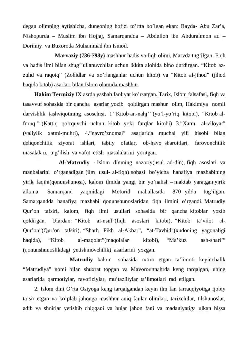 Islom markaziy Osiyoda mutaffakkirlarning ro'yxati 4