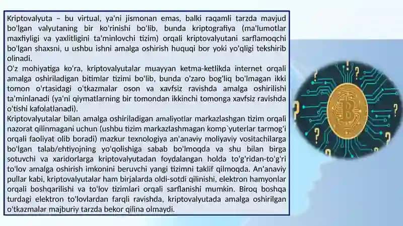 KRIPTOVALYUTALAR BLOKCHEYN TIZIMLARI. 4
