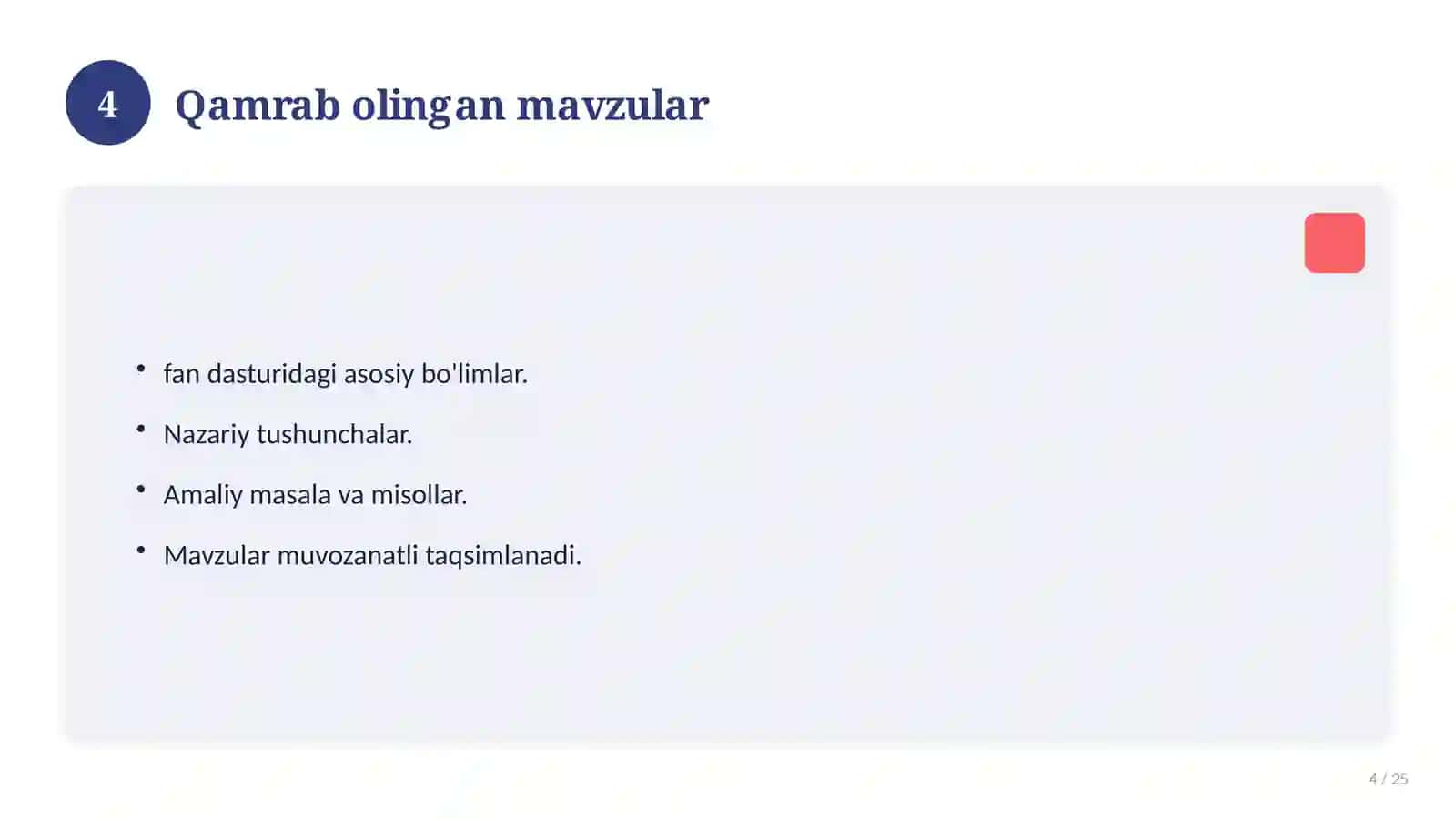 Texnika SAVOLLAR TEST 4