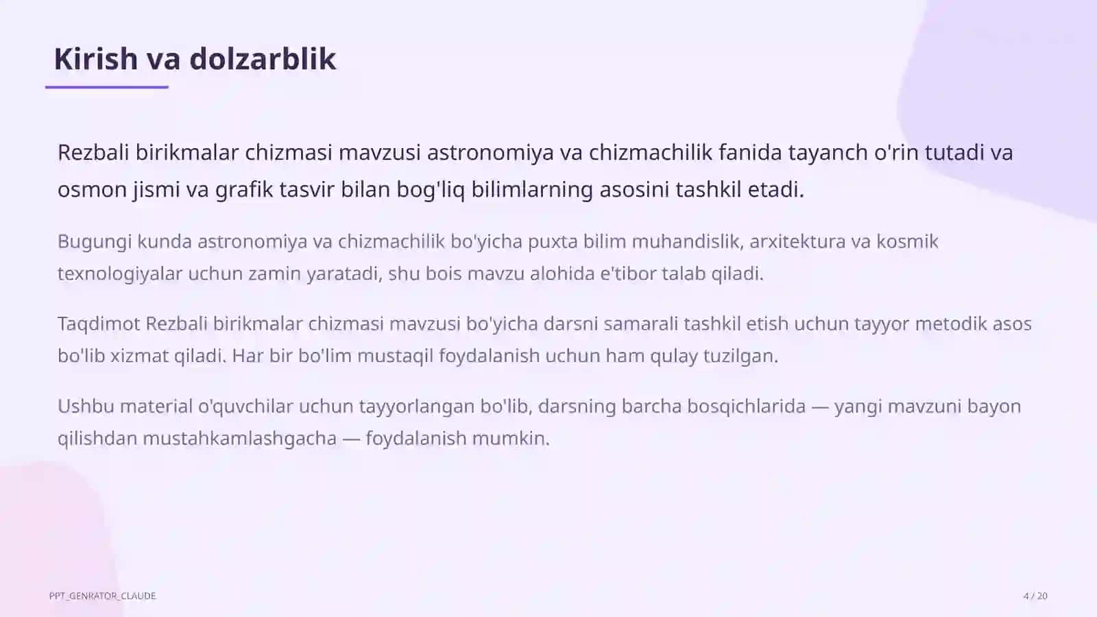 Rezbali birikmalar chizmasi (9-sinf) 4