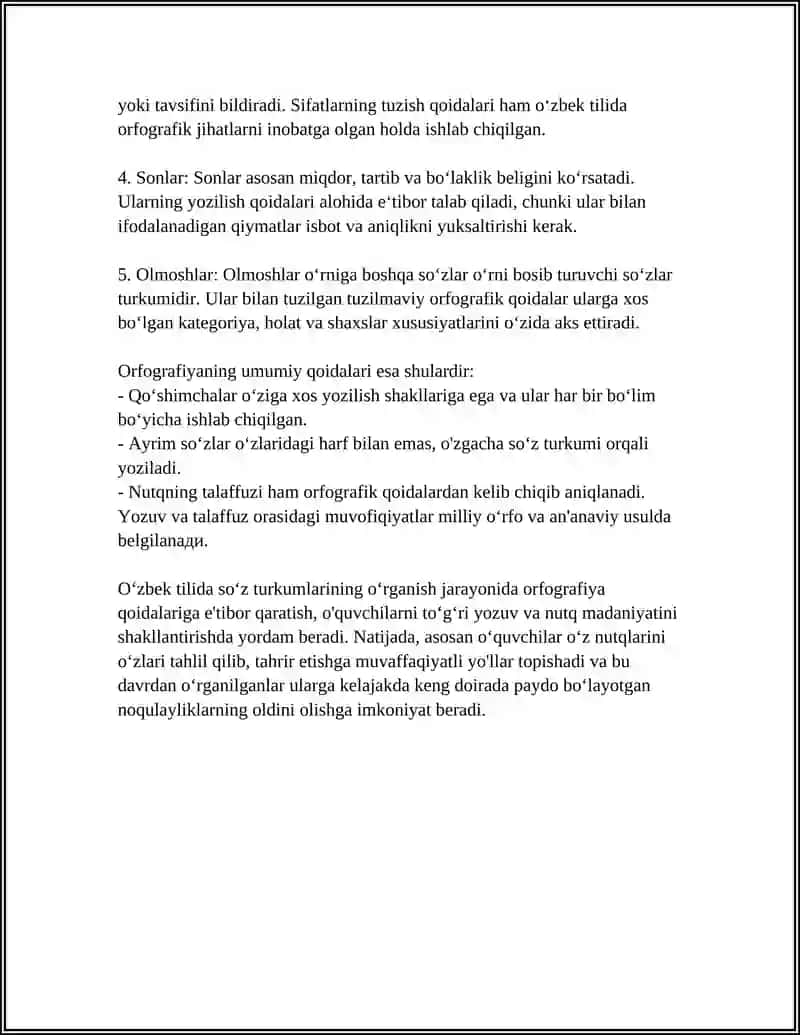 SOʻZ TURKUMLARINI OʻRGANISHDA HOSIL QILINADIGAN ORFOGRAFIK BILIMLAR 4