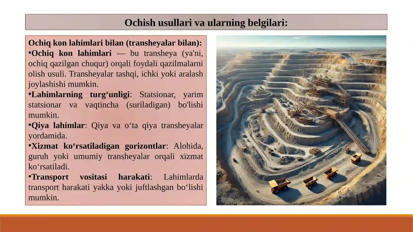 MA’RUZA:KARYER OCHISH USULLARI, SXEMALARI VA TIZIMLARI 4