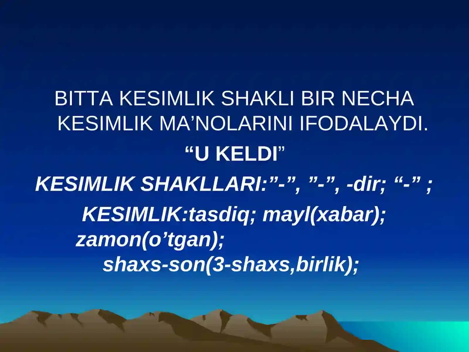 ONA TILI VA ADABIYOT FANI O’QITUVCHISIHUDOYBERDIYEVA NAZIRAXONNINGKESIM VA UNING IFODALANISHI MAVZUSIGA TAYYORLAGAN VIDEO DARS ISHLANMASI 4