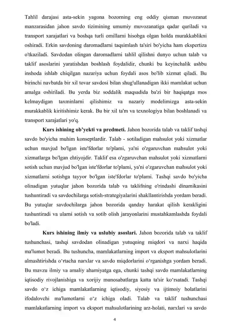 JAHON BOZORIDA TALAB VA TAKLIF. TASHQI SAVDO YUTUQLARI 4