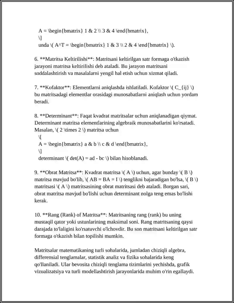 MATRITSA VA DETERMINANT 4