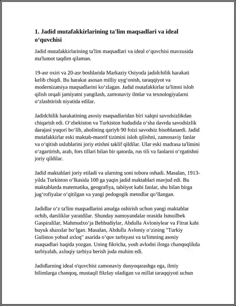JADID MUTAFFAKIRLARINING PEDAGOGIK QARASHLARIY VA ORGANISHI VA VEEN DIAGRAMMASIGA SOLING 4