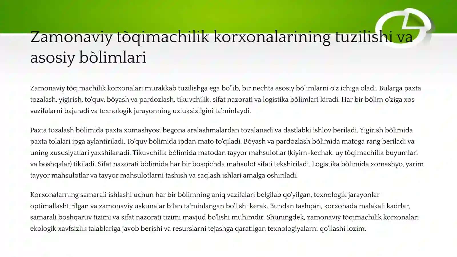 Tòqimachilik korxonalarining yangi texnika va texnalogiyalari 4