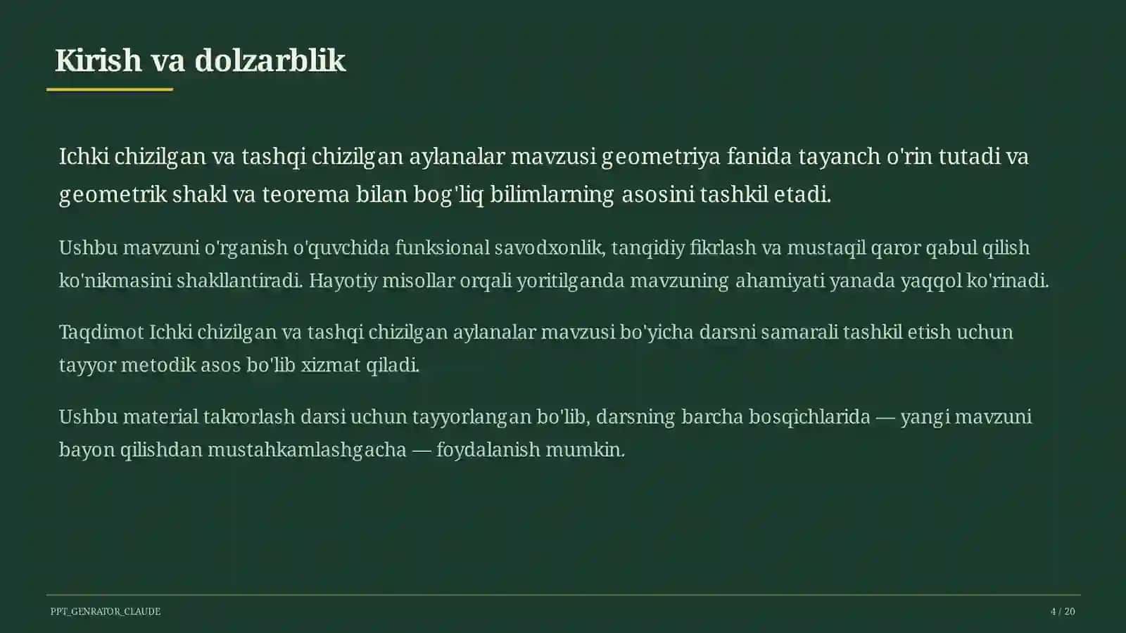 Ichki chizilgan va tashqi chizilgan aylanalar (8-sinf) 4