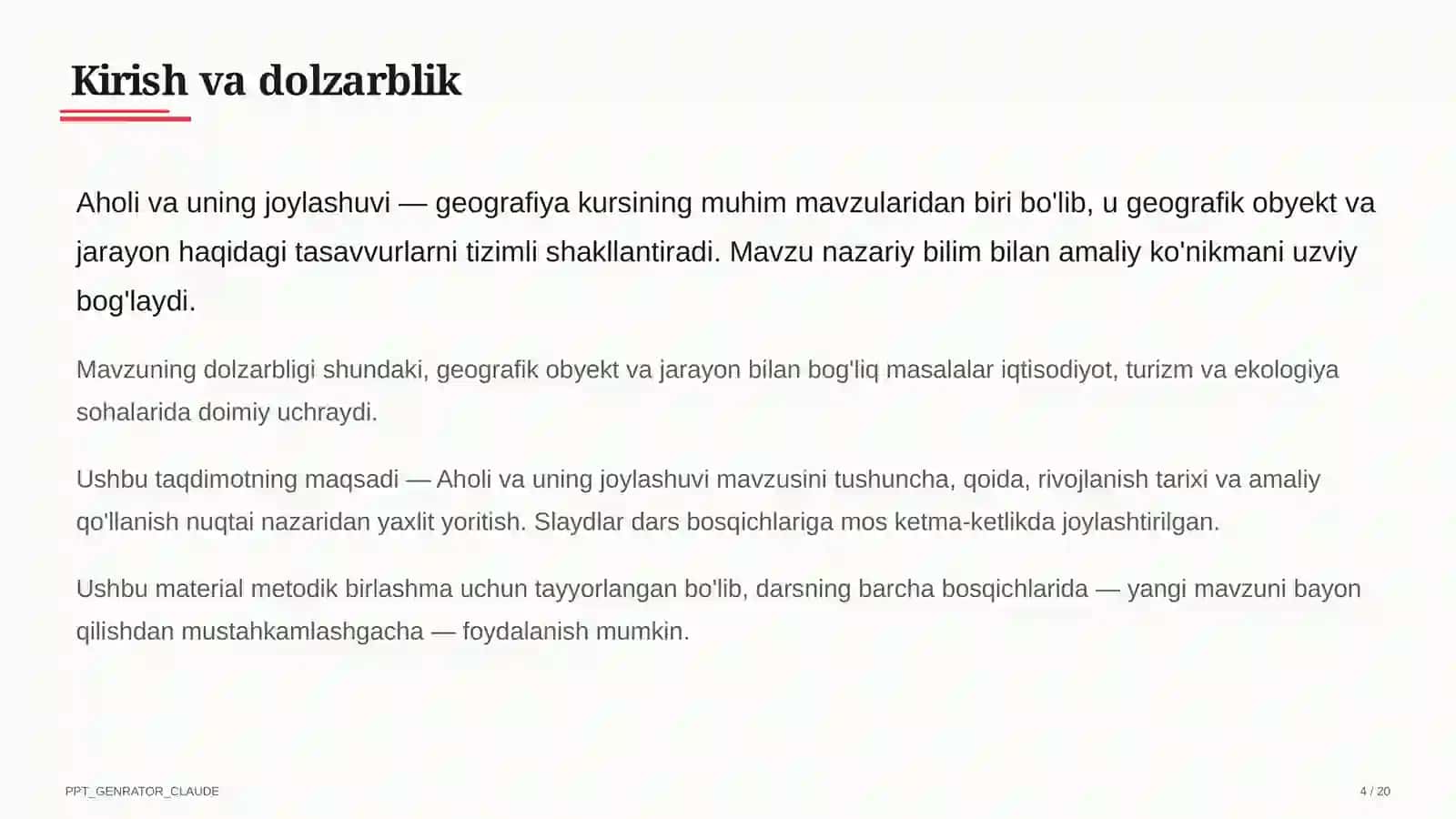 Aholi va uning joylashuvi (6-sinf) 4