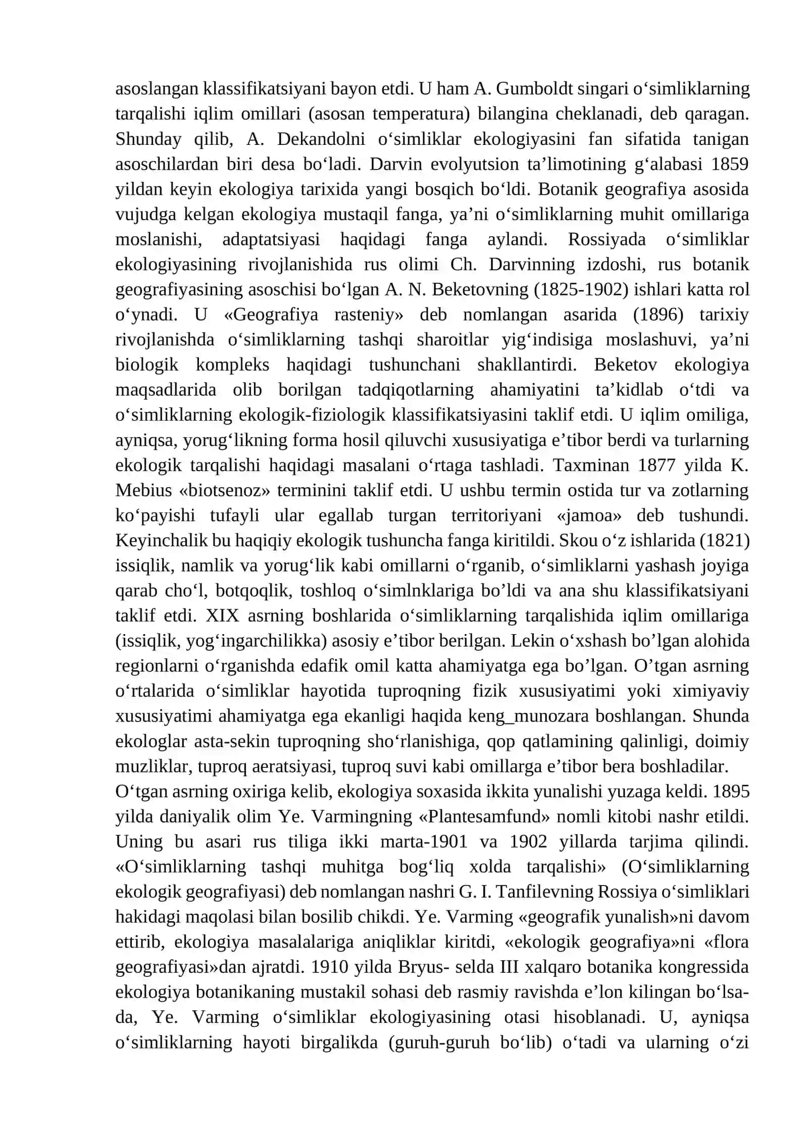 O‘simliklar ekologik-fiziologiyasi fanining rivojlanish tarixi, maqsad va vazifalari 4