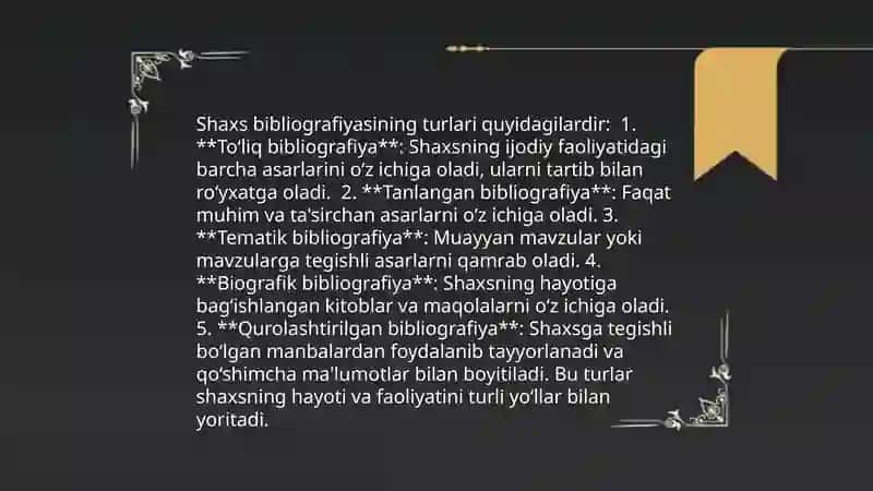 Tavsiya va shaxs bibliografiyasi 4