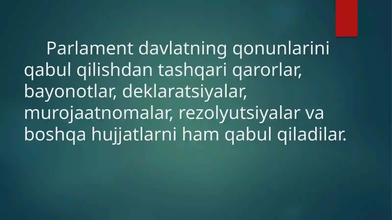 O`ZBEKISTONDA PARLAMENT TIZIMI VA UNDAGI ISLOHOTLAR 4