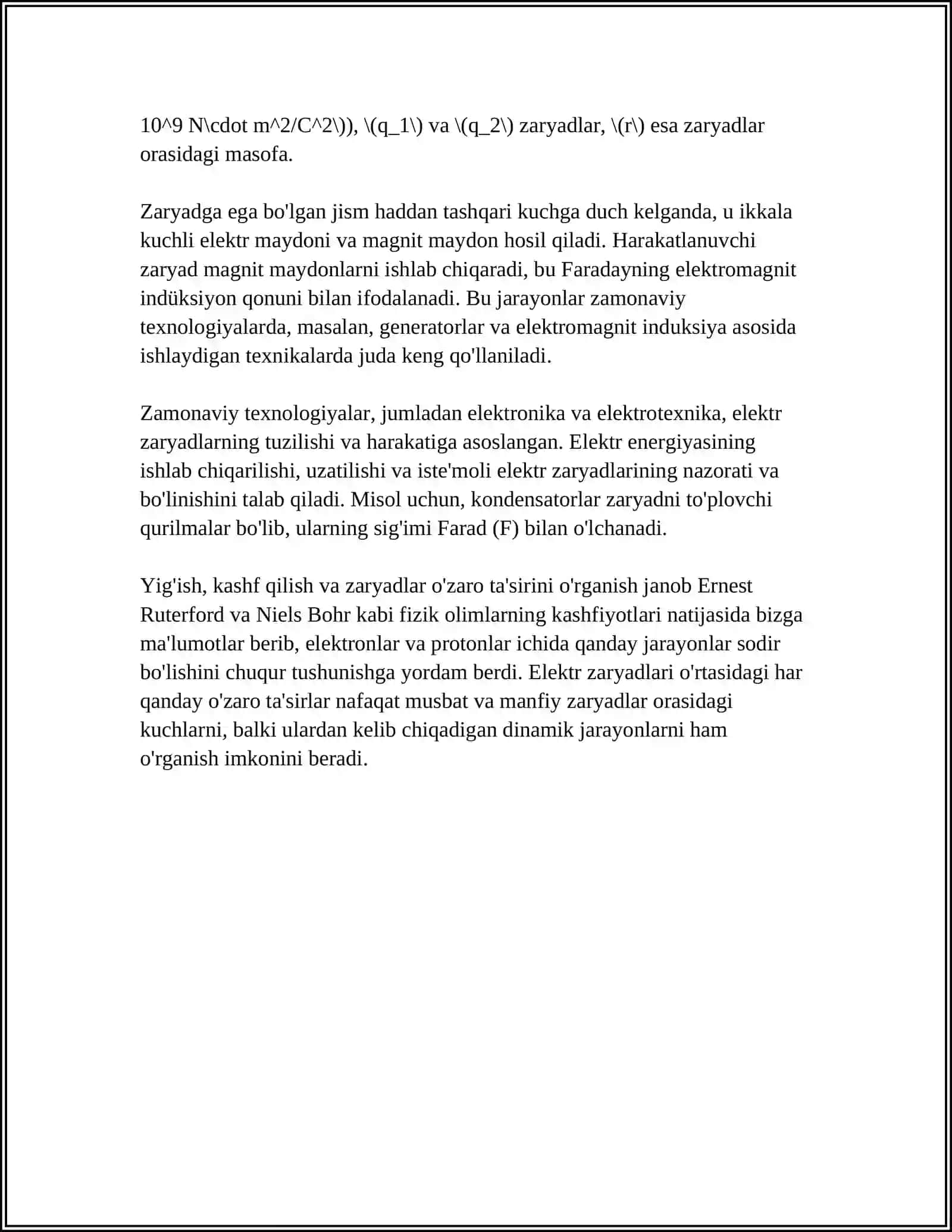 ELEKTR ZARYADI, ZARYADNING IKKI TURI, ELEMENTAR ZARYAD. ELEKTR ZARYADNING SAQLANISH QONUNI. JISMLARNING ELEKTRLANISHI 4
