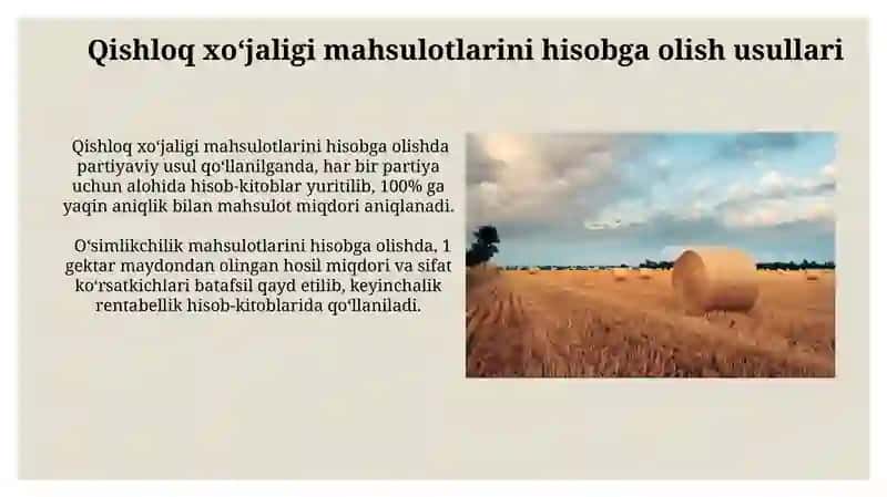 Qishloq xoʻjaligi korxonalarida buhgalteriya hisobini tashkil qilish asoslari 4
