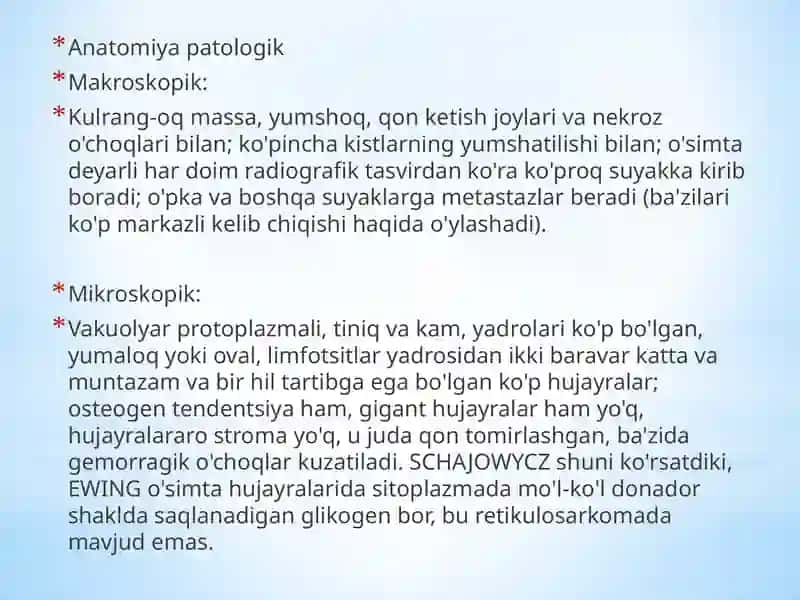 Suyak to’qimasi o’smalari 4