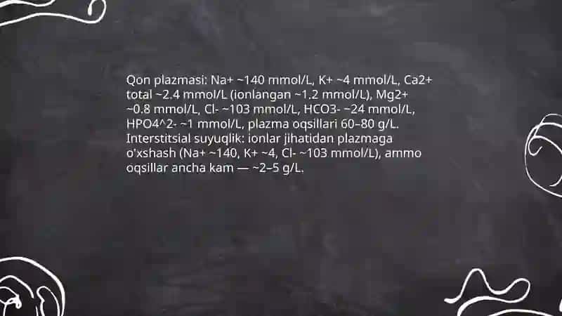 Organizmning biologik suyuqliklari elektrolit va noelektrolitlar eritmalari sifatida 4