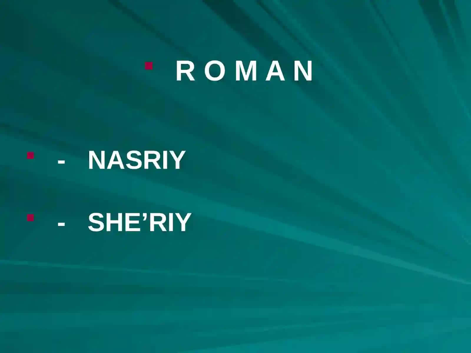NAZARIY MA’LUMOT ROMAN JANRI 4
