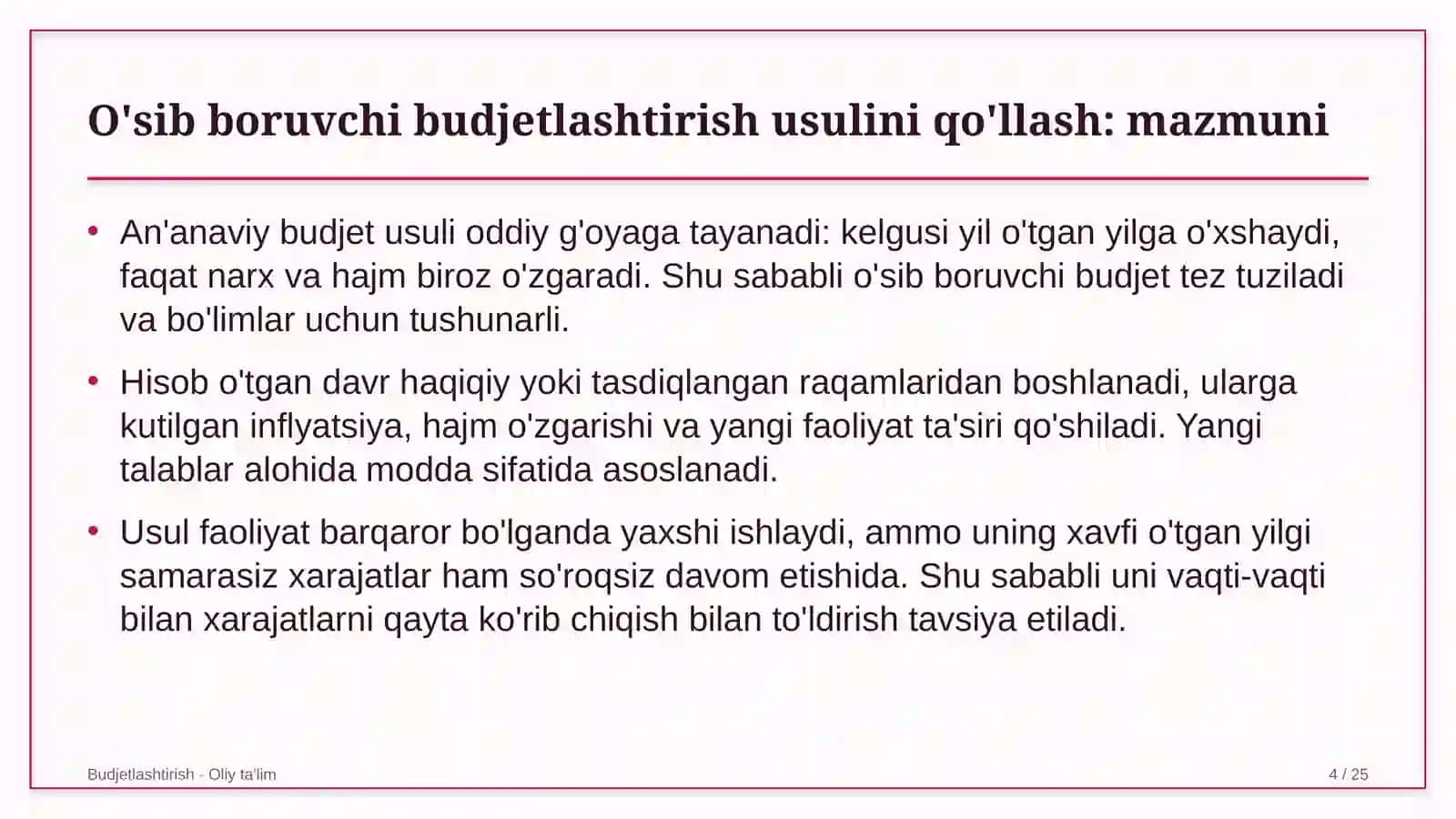 raqamli televideniye tarmoqlarida o'sib boruvchi budjetlashtirish usulini qo'llash 7452 4