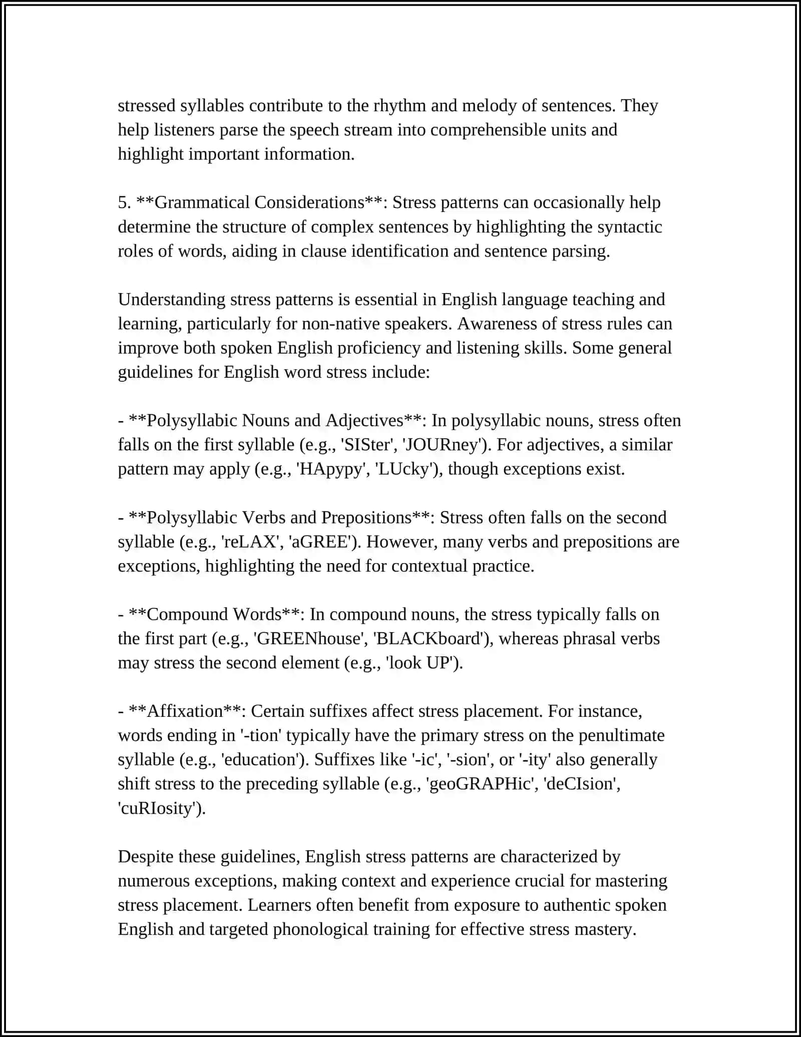 THE IMPACT OF WORD STRESS ON COMMUNICATION 4
