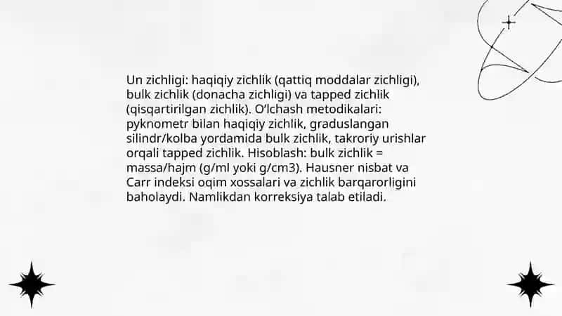 Unning namligi va zichligi xamirni qayta ishlash xususiyatlariga tasiri 4