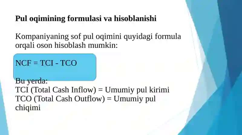 Pul oqimlari to'g'risidagi hisobotni tayyorlash va tuzish 4