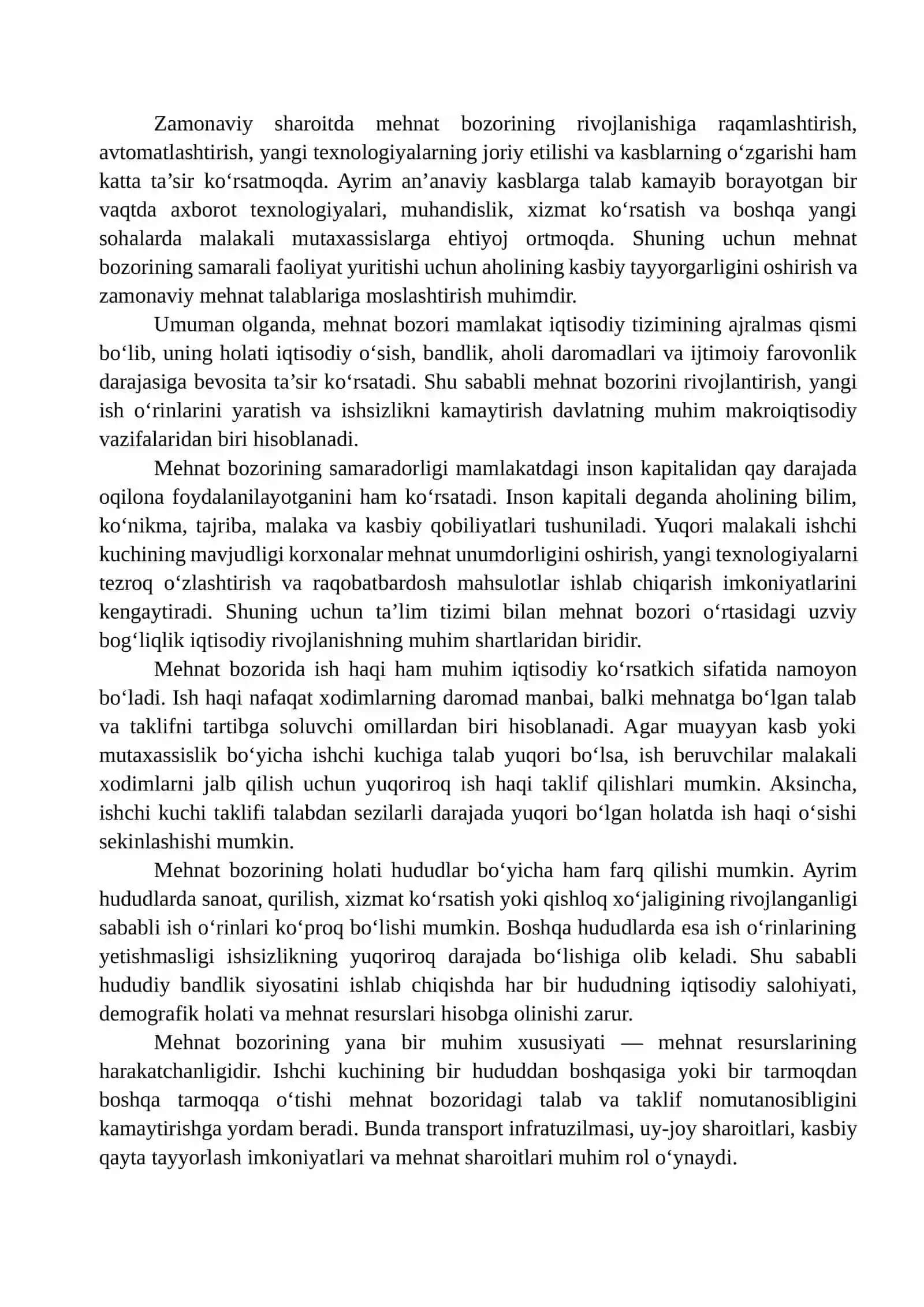 MEHNAT BOZORI HOLATI VA ISHSIZLIK DARAJASINING MAKROIQTISODIY KO‘RSATKICHLARGA TA’SIRINI BAHOLASH 4