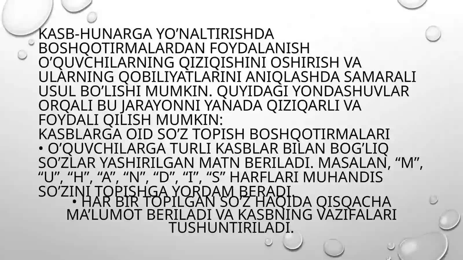 Kasb-hunarga yo’naltirishda boshqotirmadan foydalanishni  O’rgatuvchi o’yinlar. 4