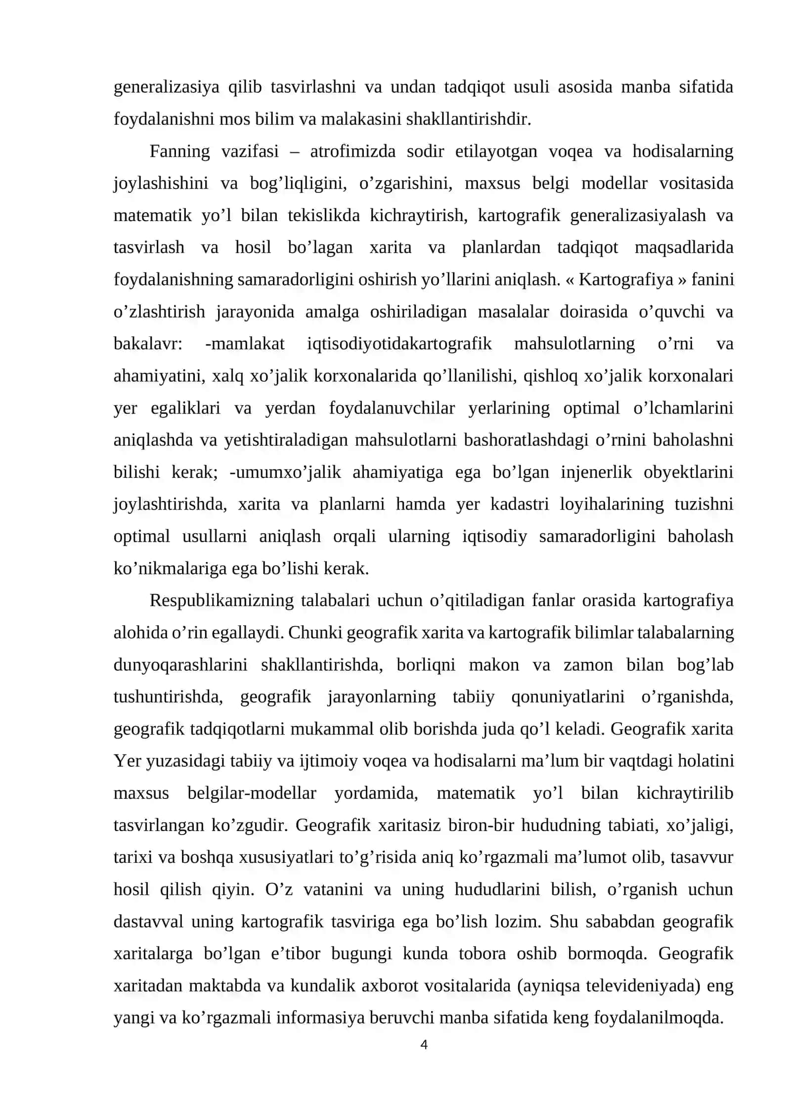 O`zbekistonda kartografiya xizmatini tashkil etish, tuzilishi, ish turlari 4