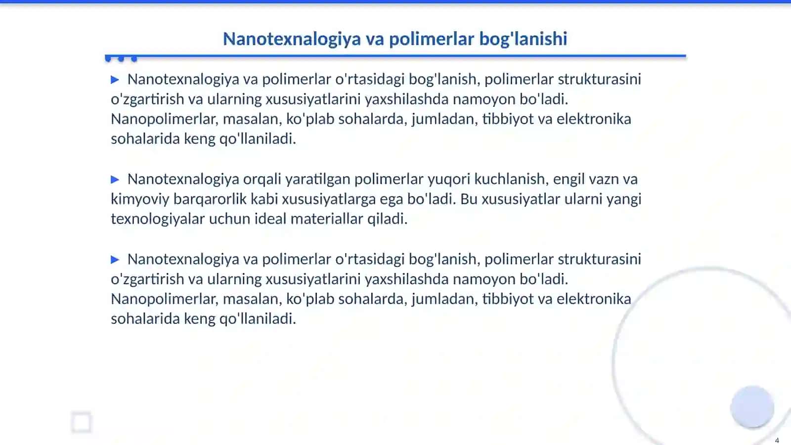 Nanotexnalogiya va u asosida polimerlar sintez qilish usullari 4