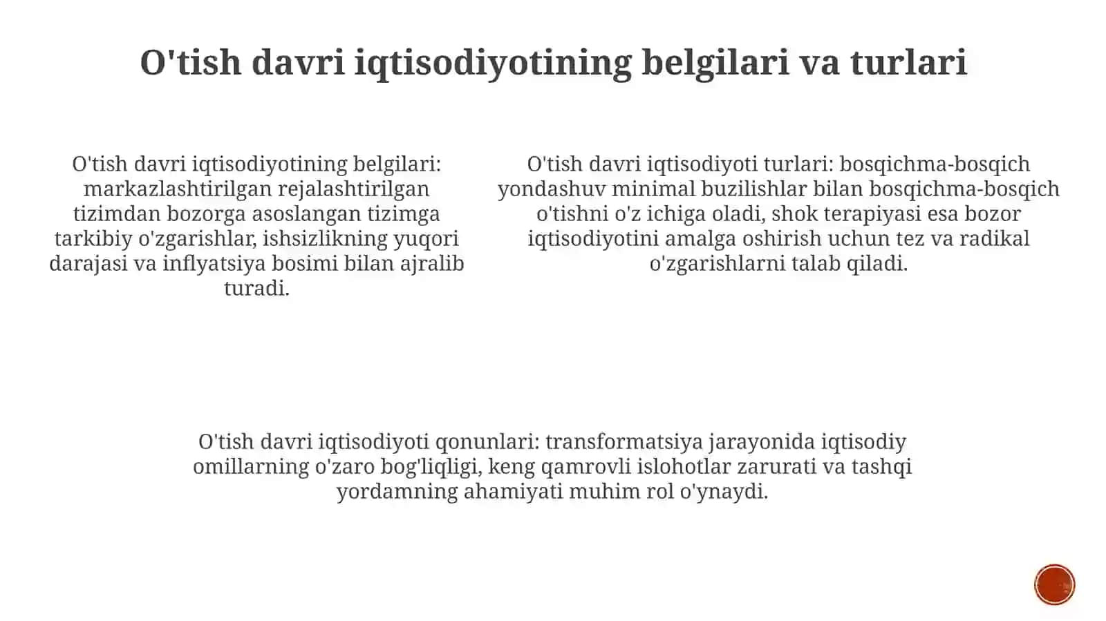 Iqtisodiy Jarayonlarni Ilmiy Bilishning Usullari. O'Tish Davri Iqtisodiyoti Nazariyasi Uning Belgilari Turlari Va Qonuniyatlari 4