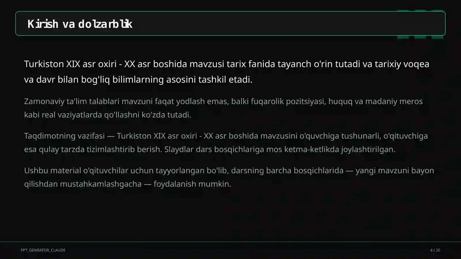Turkiston XIX asr oxiri - XX asr boshida (9-sinf) 4