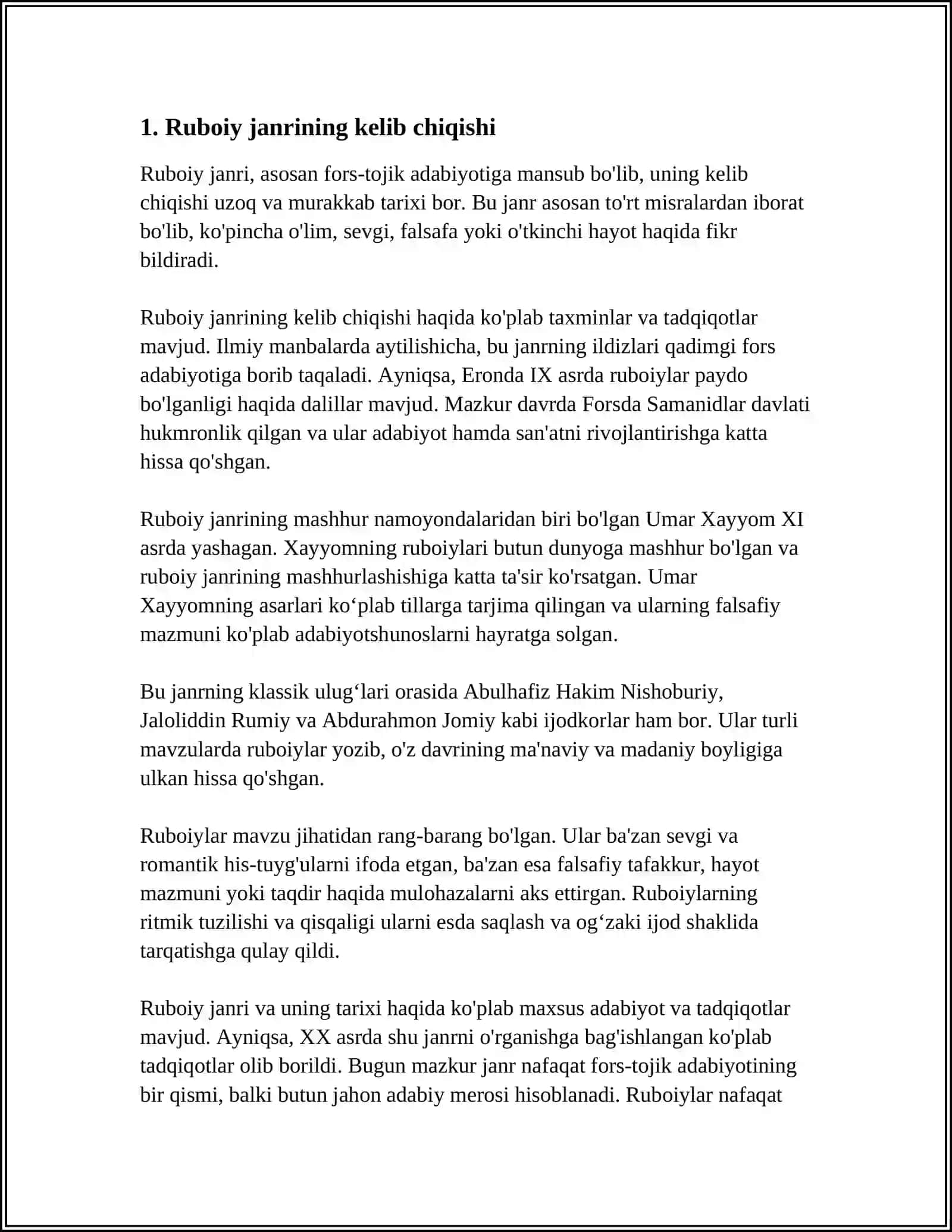 RUBOIY, TUYUQ, G'AZAL JANRIGA OID NAMUNALARNI IFODALI O‘QISH 4