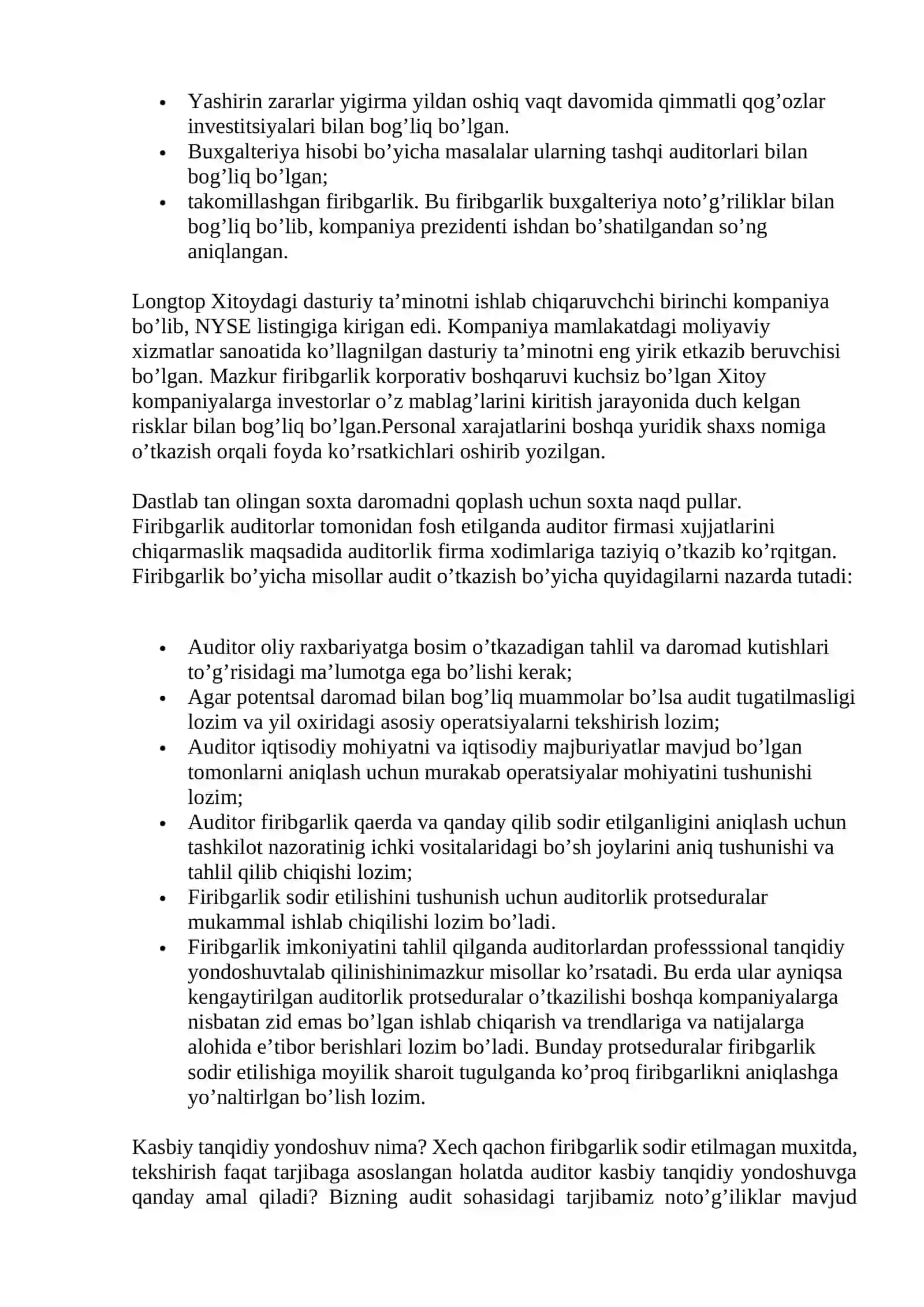 Firibgarlikni oldini olish va aniqlash. Firibgarlik aniqlanganda auditorning xatti-harakati 4