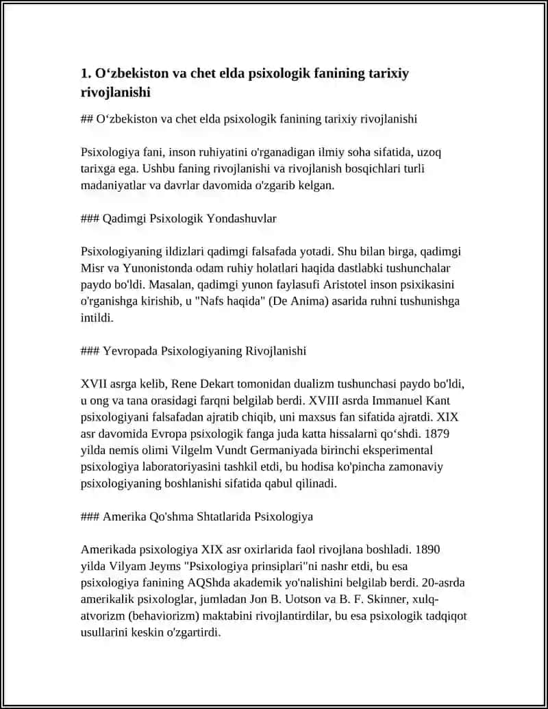 РАЗВИТИЕ ПСИХОЛОГИЧЕСКОЙ НАУКИ В УЗБЕКИСТАНЕ И ЗАРУБЕЖОМ. ПРОВЕСТИ СОПОСАВИТЕЛНЫЙ АНАЛИЗ 4