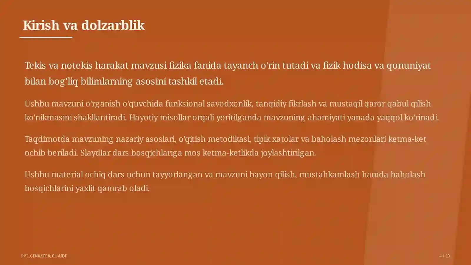 Fizika (6–11) — ochiq dars uchun 4