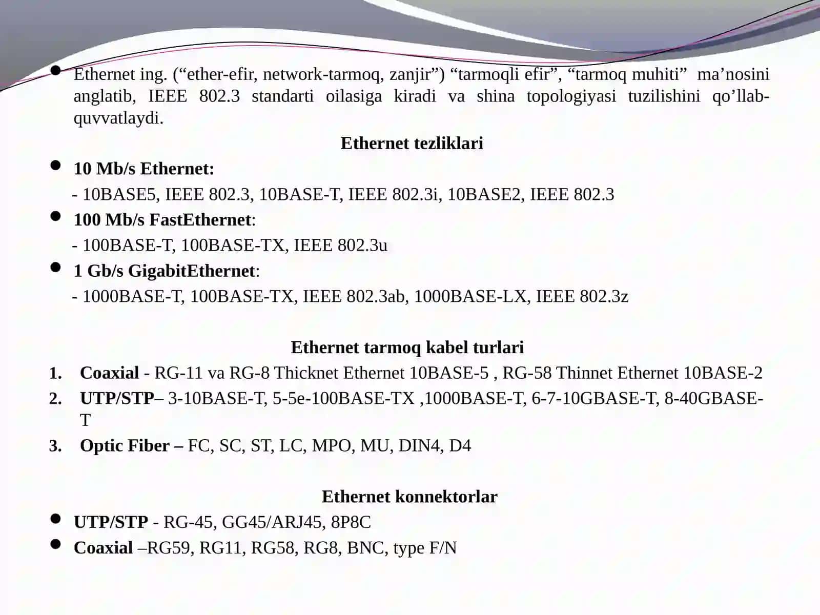 Kanalpog’onaprotokollari(Ethernet,virtuallokaltarmoqlar-VLAN) 4