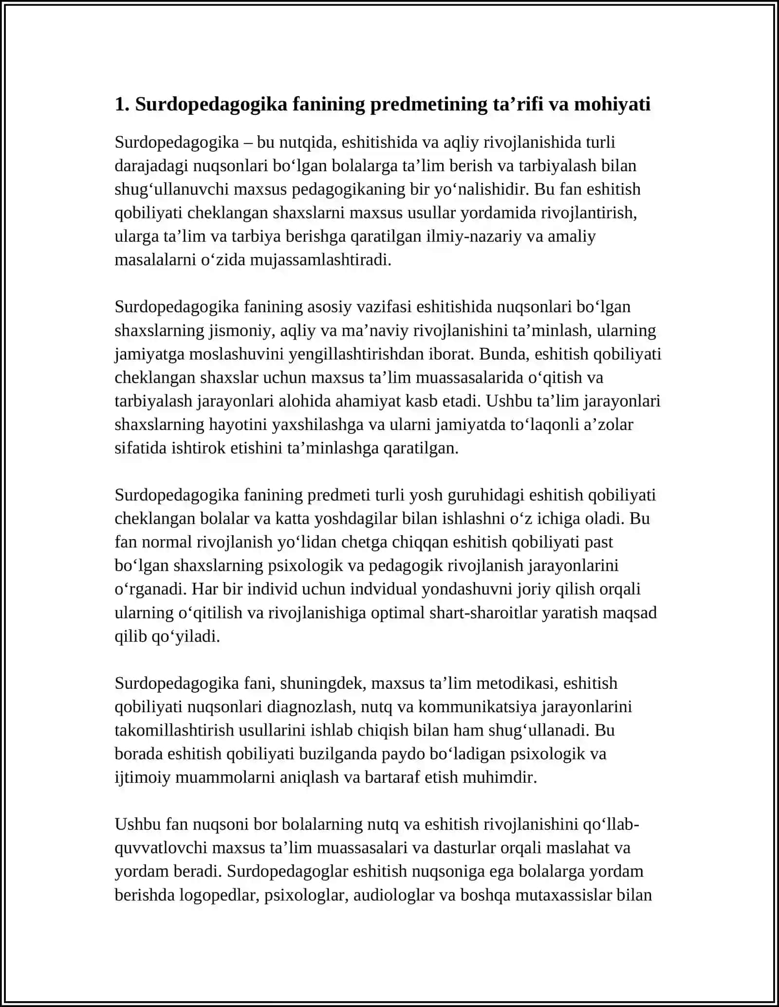 SURDOPEDAGOGIKA FANINING PREDMETI VA VAZIFALARI 4
