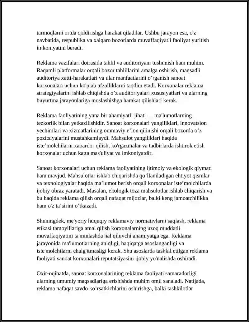 SANOAT KORXONALARIDA REKLAMA FAOLIYATINI TASHKIL ETISH 4