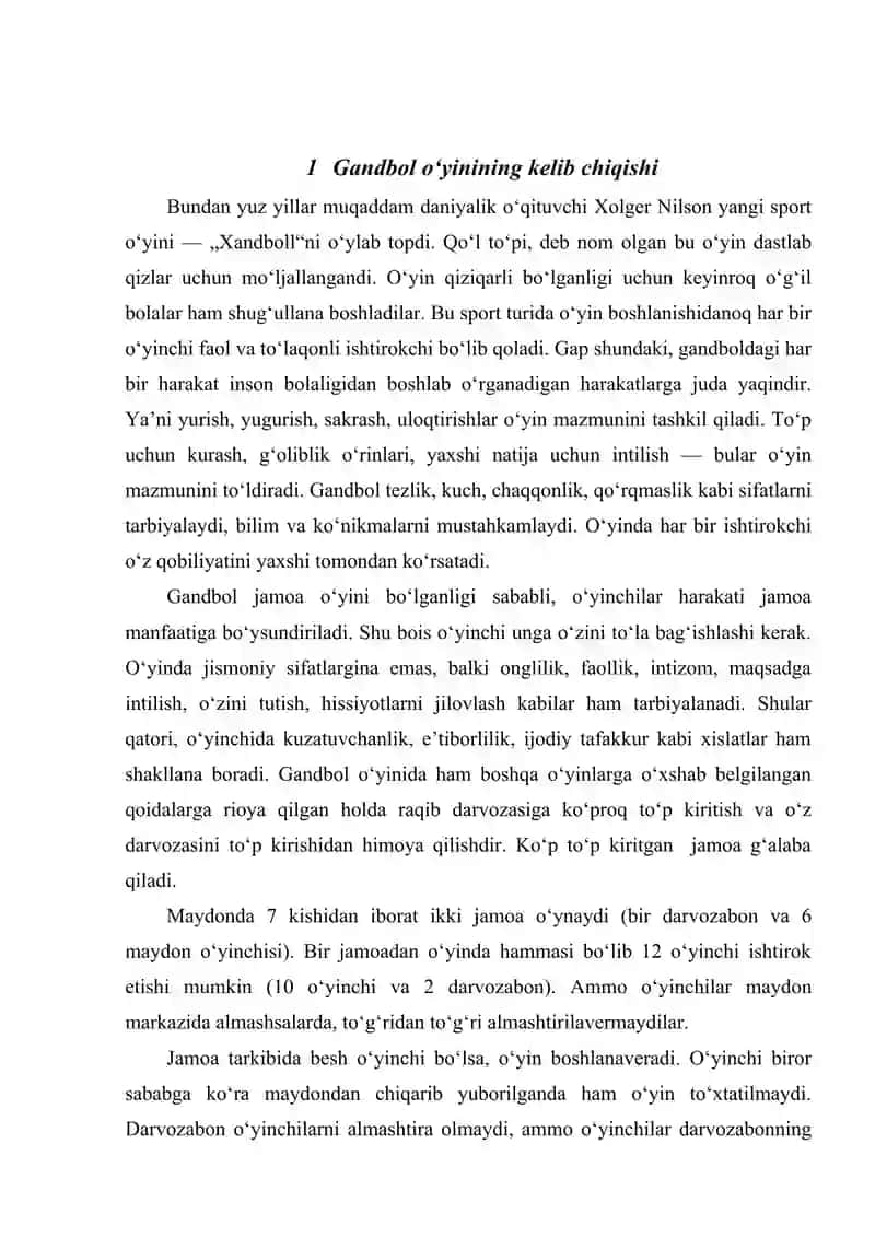 Gandbol o'yinining rivojlanish tarixi va rivojlanish bosqichlar 4