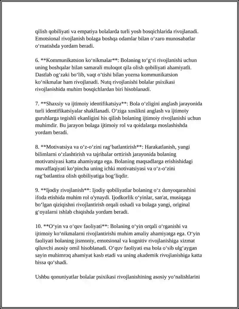 BOLA PSIXIKASI RIVOJLANISHINING ASOSIY QONUNIYATLARI 4