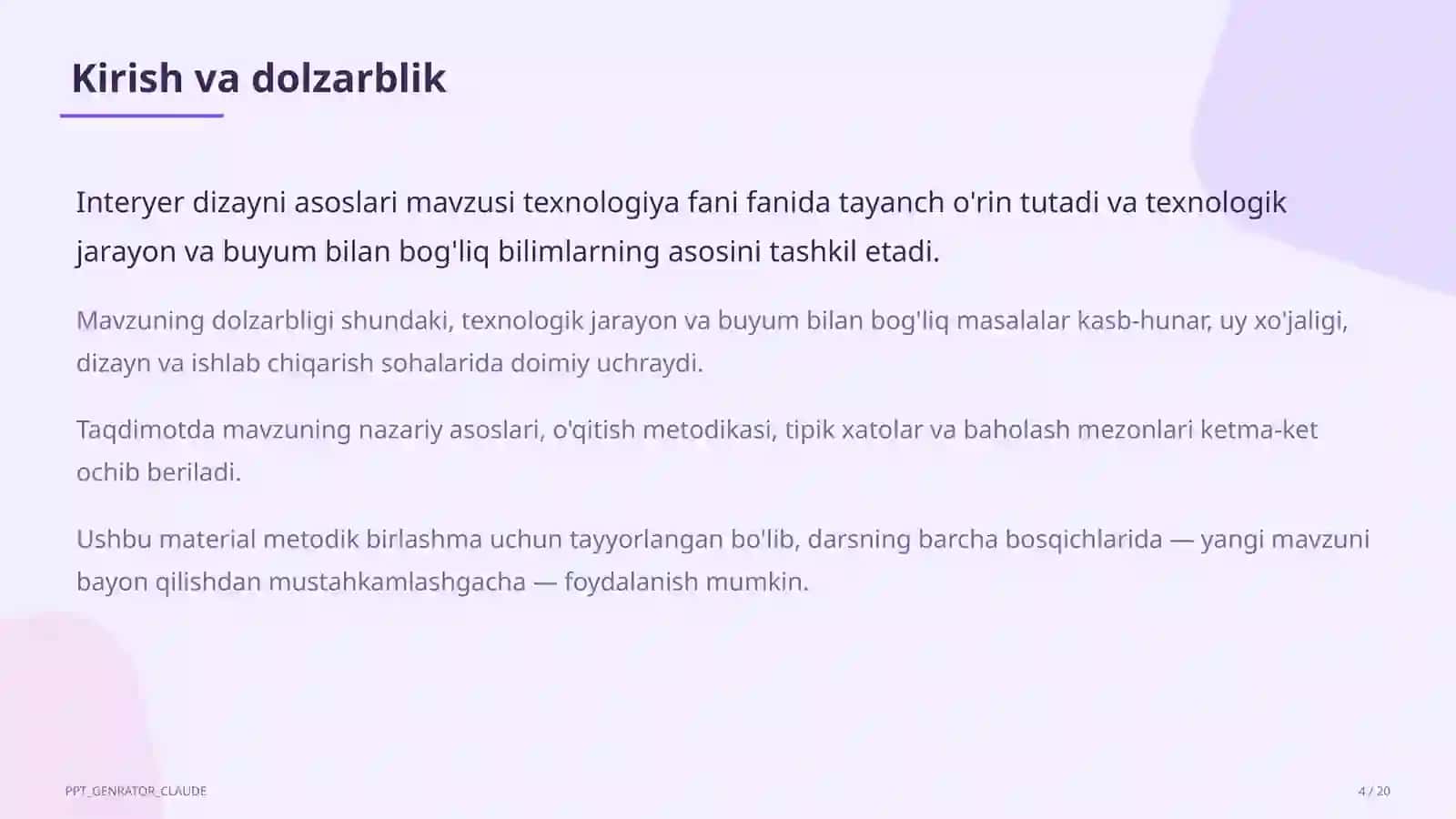 Interyer dizayni asoslari (8-sinf) 4