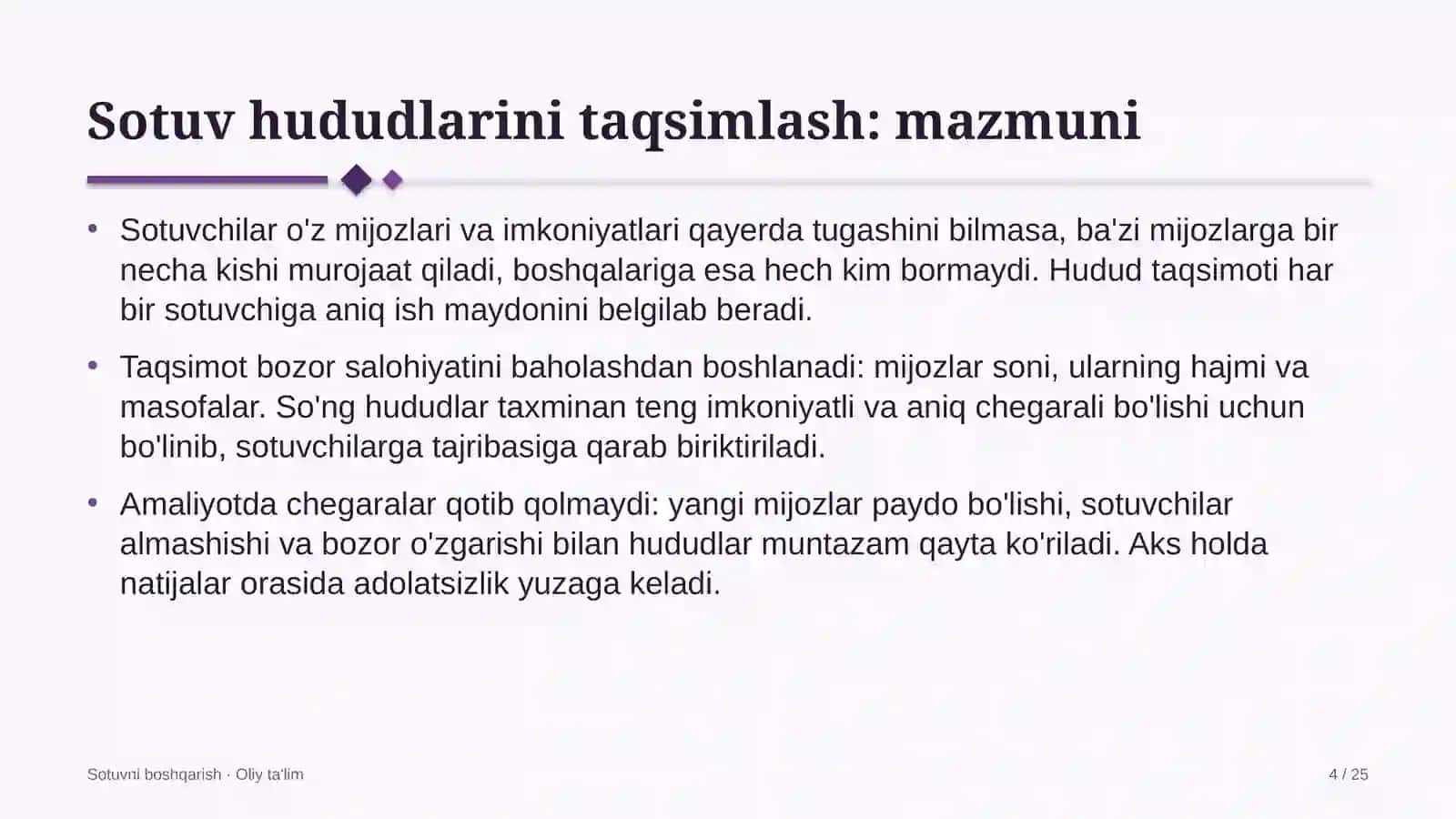 Yetkazib berish xizmatlarida sotuv hududlarini taqsimlash 4