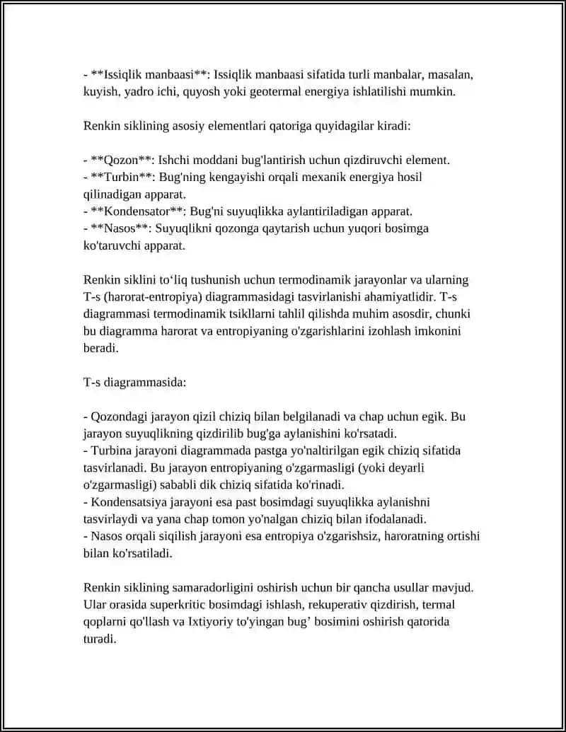 Renkin CIKlinin FIk ANIQLASH va UNING T-S DIAGRAMMASINI QURISH 4