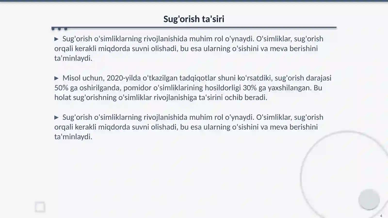 Turli muhit sharoitida o'sgan o'simliklarning tuzilishini taqqoslash 4